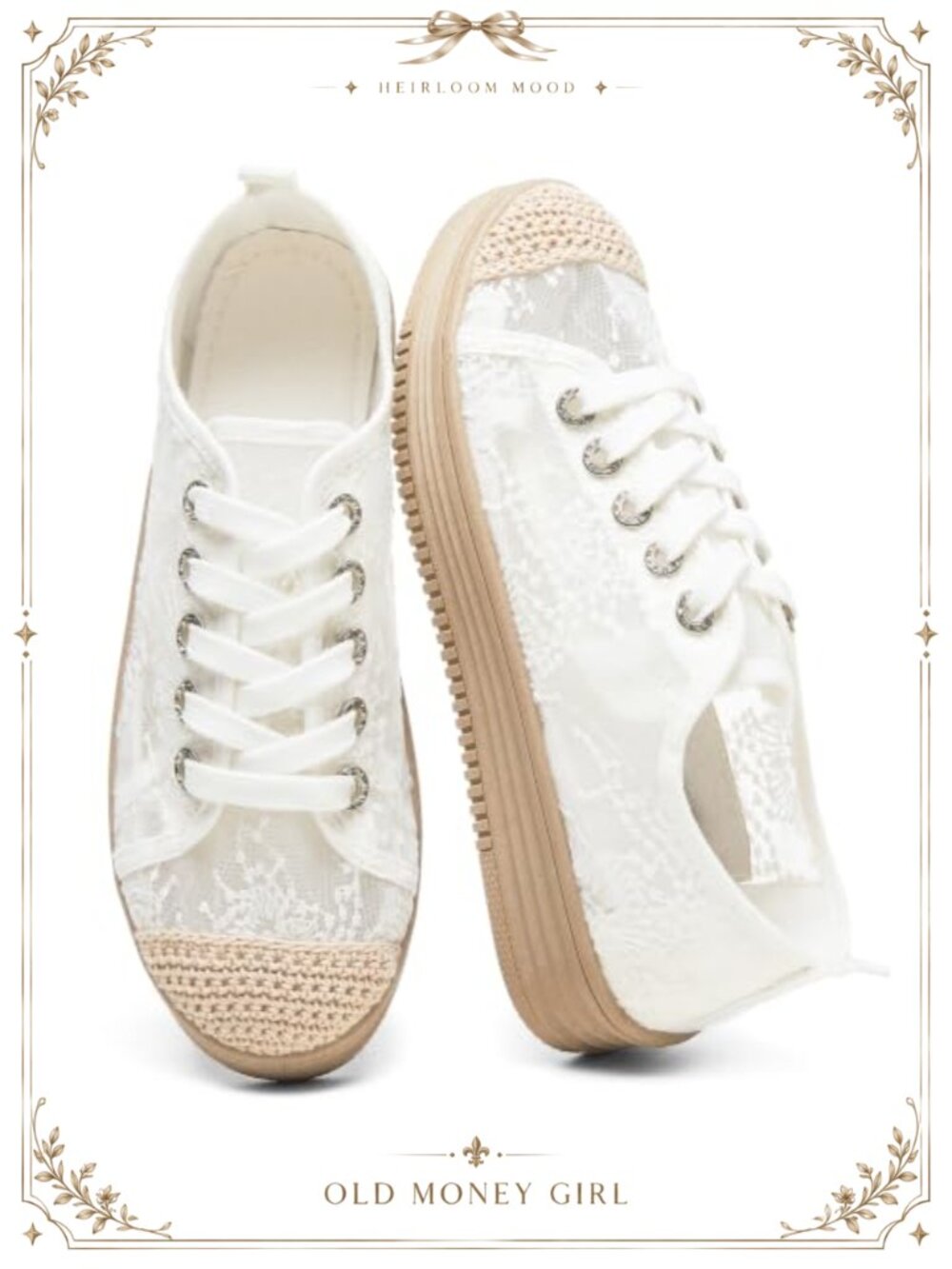 Womens Flats Mesh Slip On Shoes Breathable Floral Lace Platform Sneakers